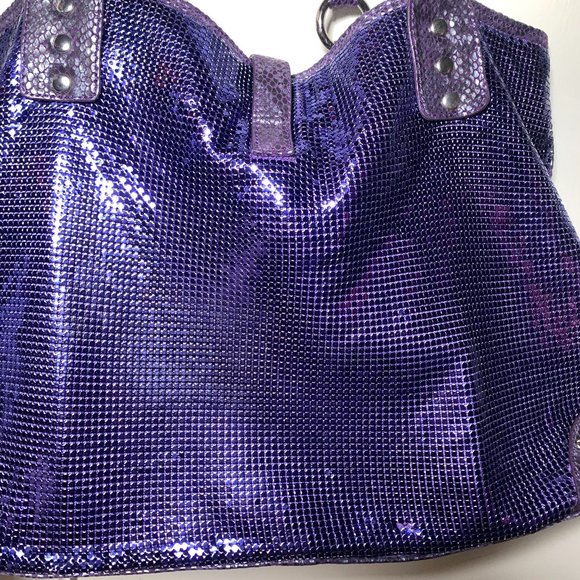 Vintage Whiting & Davis Purple Mesh and Snakeskin Embossed Leather Bag - Picture 12 of 13